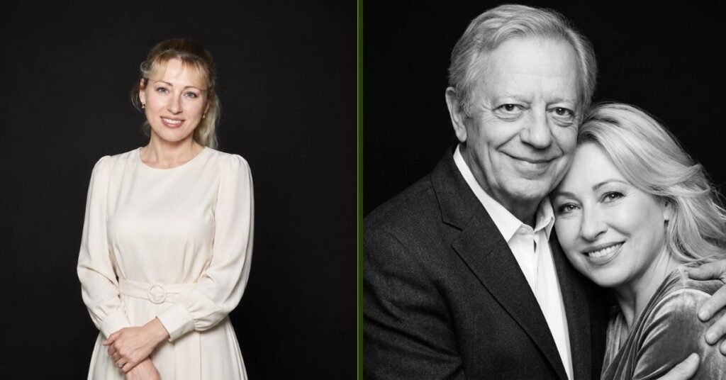 Loralee Czuchna posing in a white dress and a couple portrait of Loralee Czuchna with Don Knotts.